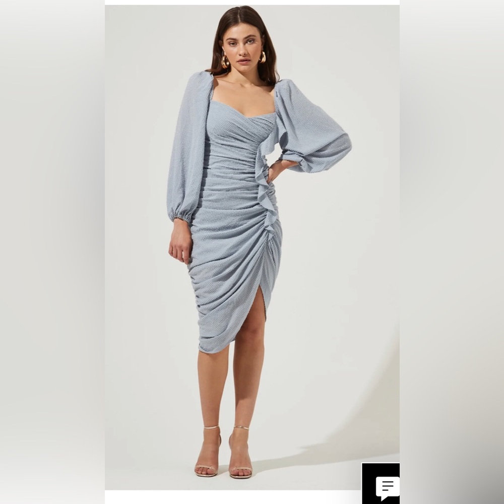 Astr the label puff sleeve dress-  worn once perfect winter wedding guest